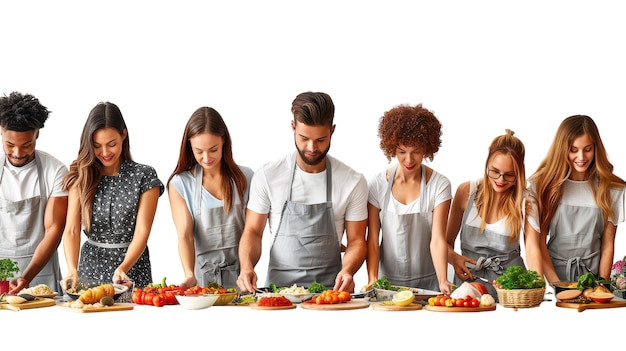 Uśmiechnięci uczestnicy z talerzami